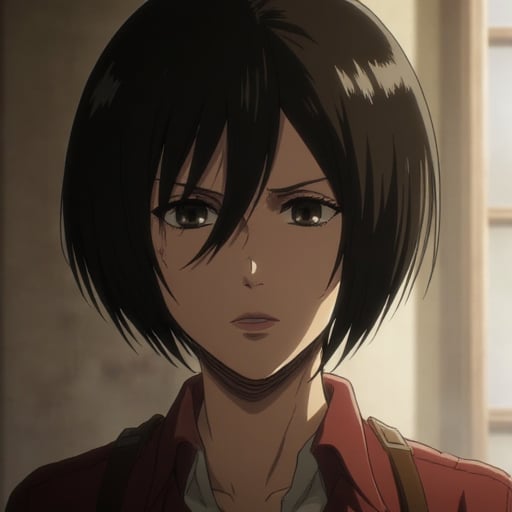 a woman with a short hair, mikasa_ackerman