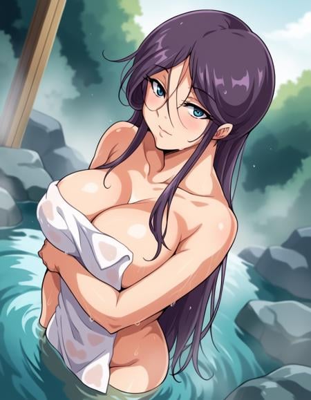 score_9, score_8_up, score_7_up, source_anime,reikashichijou, <lora:reika-shichijou-ova-ponyxl-lora-nochekaiser:1>,reika shichijou, long hair, blue eyes, large breasts, purple hair,nude, naked, outdoors, onsen, towel, naked towel, steam, bathing, nude cover, partially submerged, water, bath, steam censor, wet towel, blush,looking at viewer, cowboy shot, solo, dutch angle,