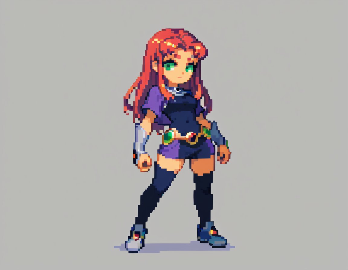 score_9, score_8_up, score_7_up, starfire from teen titans, pixel art, solo