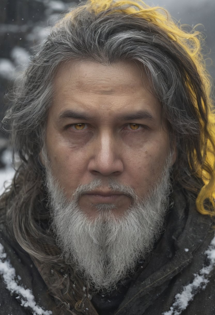 an award-winning digital art piece featuring a menacing and powerful wizard. This bearded figure,  with long hair and stark white facial hair,  is highlighted by a dim backlight creating a stark contrast against a dark,  foggy atmosphere. His (beautiful detailed eyes,  yellow eyes:1.6) pierce through the ominous scene set on a snowy mountain top. Rendered in a realistic fantasy style with a monochromatic palette of blacks,  grays,  and whites. This work would stand out in Fantasy Art Online Galleries,  Dark Fantasy magazines,  and captivate at the Spectrum Fantastic Art Awards or World Science Fiction Convention Awards. Featured in Fantasy Magazine and ImagineFX.
, cip4rf,<lora:EMS-291872-EMS:0.800000>