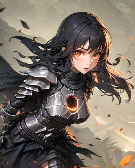 detailed,  1girl, cowboy shot, detailed face, orange eyes, Ringed_Knight, <lora:Ringed_Knight:0.8>