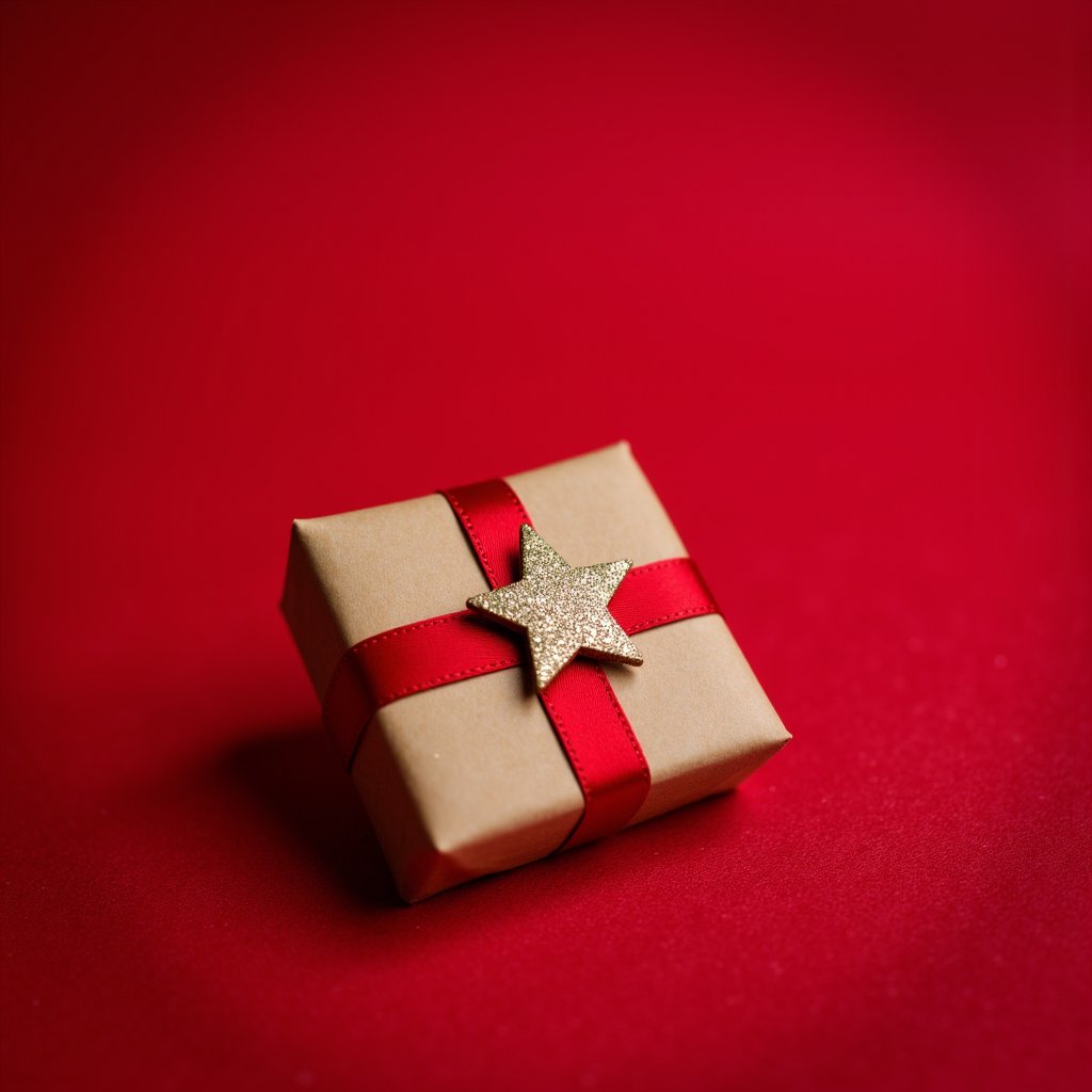 there is a small gift box with a red ribbon and a star decoration,presents,gifts,red cloth background,giving gifts to people,christmas,bokeh color background,wrapped thermal background,behance. polished,dressed in red paper bags,red background photorealistic,unsplash transparent,holding gift,glittering multiversal ornaments,plain red background,photo taken with ektachrome,photo taken with nikon d 7 5 0,photo taken with nikon d750,decorations,fujifilm x - t 4,top selection on unsplash,white studio background,fujifilm x - t 3 0,sony a 7 iii,sony a7iii,bokeh background,glittering silver ornaments,large bokeh elements,deep red background,dark red background,plain studio background,red and green tones,istockphoto,