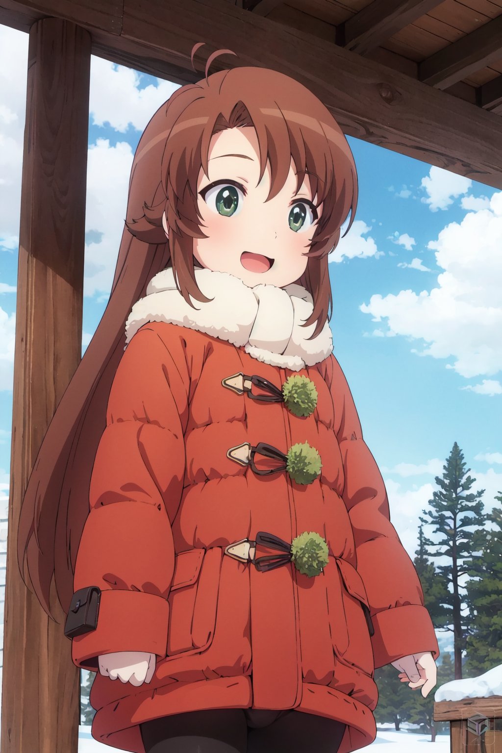 <lora:0 nonkomari:1>, nonkomari,dwarf,little_girl,petite,nature,happy,in winter,