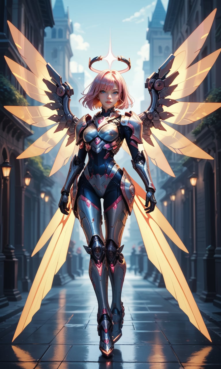 score_9, score_8_up, score_7_up, full body photo, mechangel, glowing 4 wings, solo, glowing armor, glowing halo, building, glowing mechanical 4 wings (hyperdetailed:1.15), detailed, light passing through hair, seductive, innocent, (depth of field), (fine textures details)