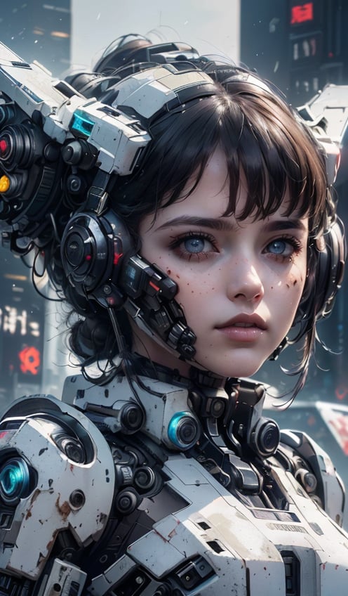 (photorealistic, best quality, ultra high res, extremely detailed eyes and face:1.3),(full_shot:1.5),1girl,big breasts,3D,kehuan,wearing a mecha,(cyberpunk style:1.3),cold killer,exquisite face,the white mecha is worn on the body,future warrior,black hair,(dark environment:1.5),street neon lights,<lora:kehuanjijia_v1:0.8>,