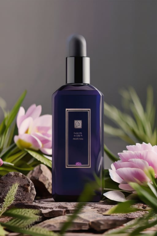 (masterpiece:1.33),(bestquality:1.33),(ultra-detailed:1.21),studio photography,(realistic:1.21),Product Photography,RAW photo,white flowers,purple flowers,leaves,(red flowers:0.8),volumetric lighting,Morning sunlight,square transparent glass bottle,film grain,<lora:MooMoo-Flower Cosmetic:1>,<lora:LCM-SD1.5:1>,