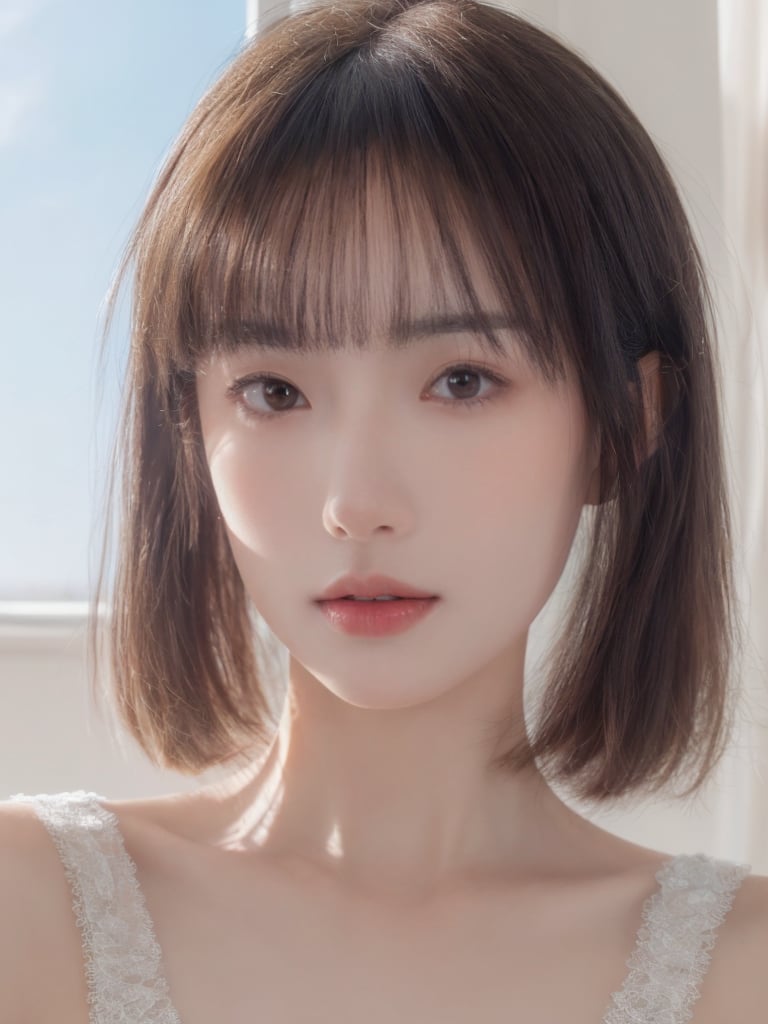 masterpiece,high quality,best quality),(colorful),(delicate eyes and face),volumatic light,ray tracing,extremely detailed CG unity 8k wallpaper,solo, indoors, palace, lights, window, decorations,(ahoge:1.3),best quality,official art,(((light from the sky))),floating hair,light shines on hair,whultra-detailed,(((extremely detailed cg 8k wallpaper))),(crystalstexture skin:1.4),(extremely delicate and beautiful),(white skin),looking_at_viewer,kinghere fensejiaren,,realistic, <lora:纯欲写真私房优化:0.8>