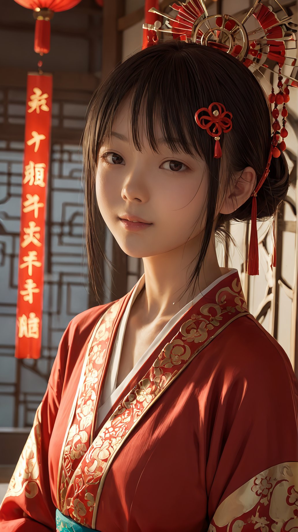 (hanfu:1.4),(score_9,score_8_up,score_7_up),18-year-old chinese hanfu girl,oval face,backlight,chinese hair pin,(cure smile:0.6),upper_body,<lora:XZX-SDXL:0.8>,