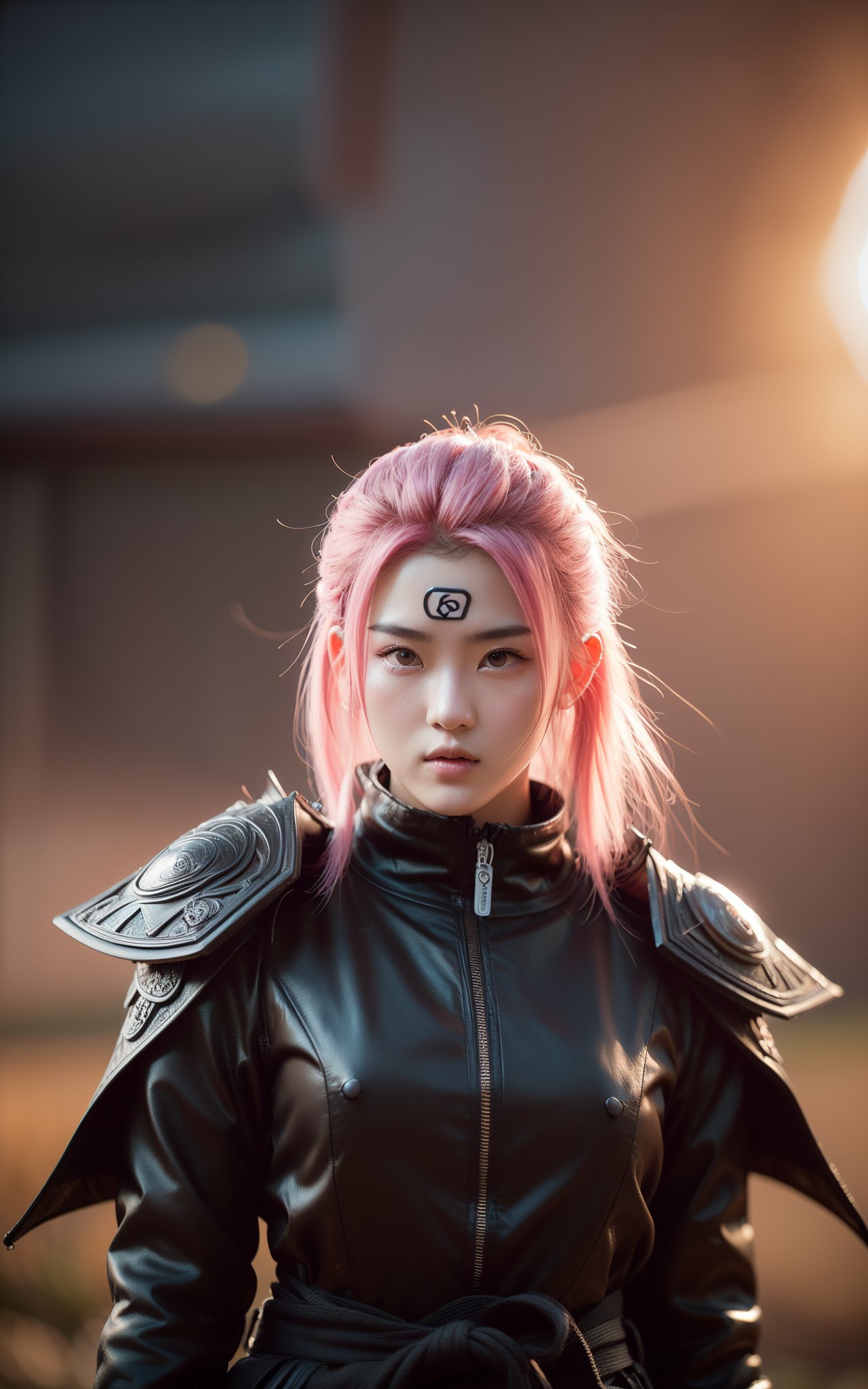 (masterpiece, top quality, best quality, official art, beautiful and aesthetic:1.2) ,cover art, rpg concept art, intricate details, Flickr, dslr, Dota style, matte, Heavenly [Prussian:Tibetan:10] (Female Naruto-style ninja:1.2) , Pink hair, octane engine, sunbeam, ultra high res, Mannerism Art, 64K, extremely detailed CG Unity 8k wallpaper,