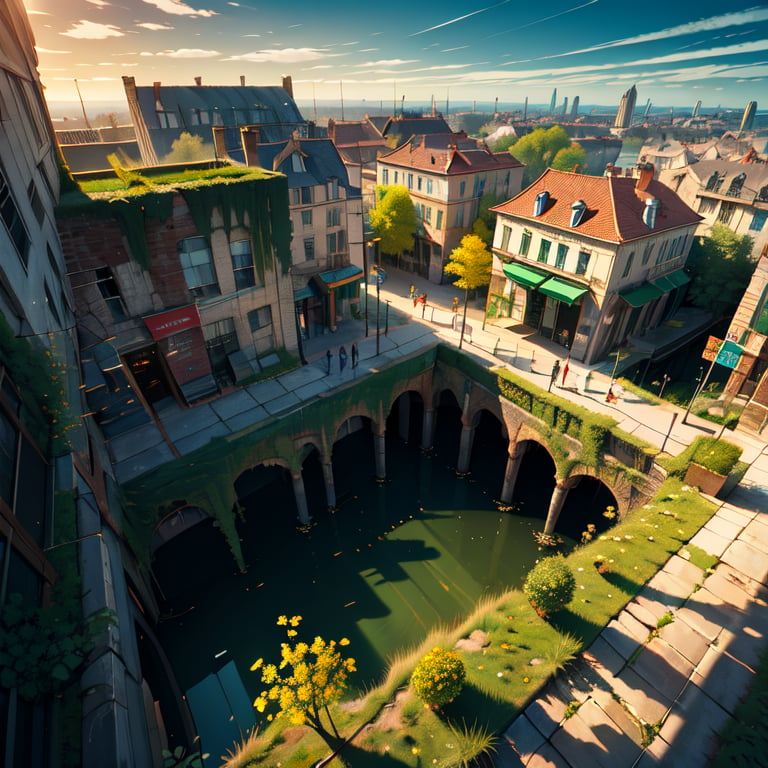 (masterpiece, best quality:1.1),a0b,deep cityscape,architecture,scenery,lance vines,overgrown,outdoors,deep wide shot,from above,very aesthetic,<lora:Ayuli2424SD1.5.64.0.921tx1-000005:0.8>