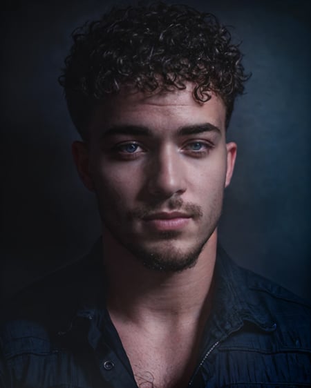 <lora:Brandon:0.5> <lora:Studio_lighting:1> Studio lighting, low saturation, (red and blue lighting), grey background, realistic Photo of a man, curly hair, muscular, close up portrait, dark, hairy, windows, close up portrait, high detail, realistic, high detail, 8k, (Masterpiece, high quality:1.3), masterpiece, depth of field, bokeh, detailed, homoerotic, (homoerotic), highly detailed, sharp focus, intricate, smooth, elegant, fantasy, masterpiece, matte, photorealistic, 4k, beautiful,