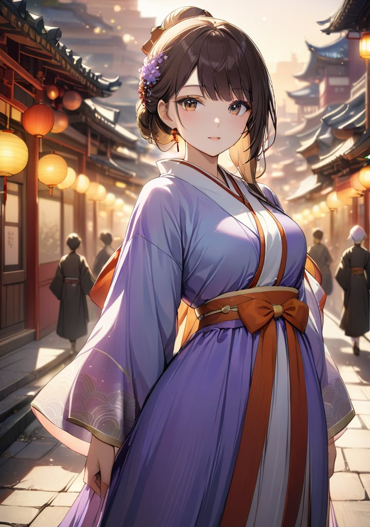 masterpiece,best quality,city,1girl,looking at viewer,bokeh,hanfu,