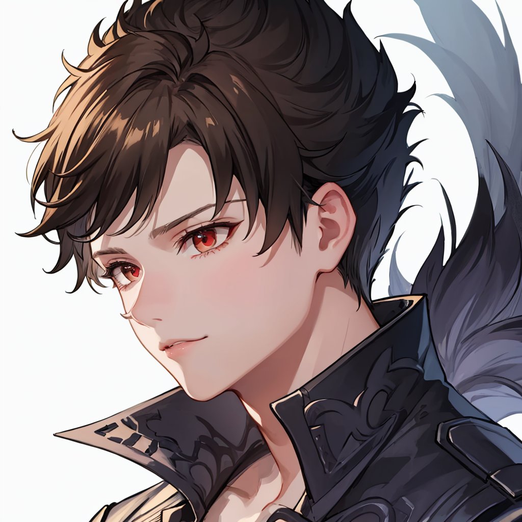 masterpiece,best quality, highly detailed, portrait,close-up,upper body,belial (granblue fantasy),1boy,solo<lora:belial_(granblue_fantasy):1>,simple background,white background,