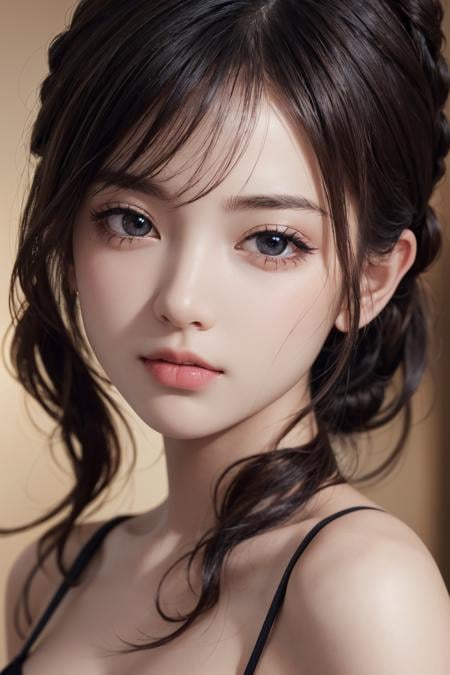 1girl, upper body, (masterpiece, best quality), RAW photo, 16k wallpaper, extremely detailed CG, amazing, ultra detailed, hyperrealistic, official art, High quality texture, incredibly absurdres, highres, 18 years old, cute girl, beautiful face, detailed large black eyes, 