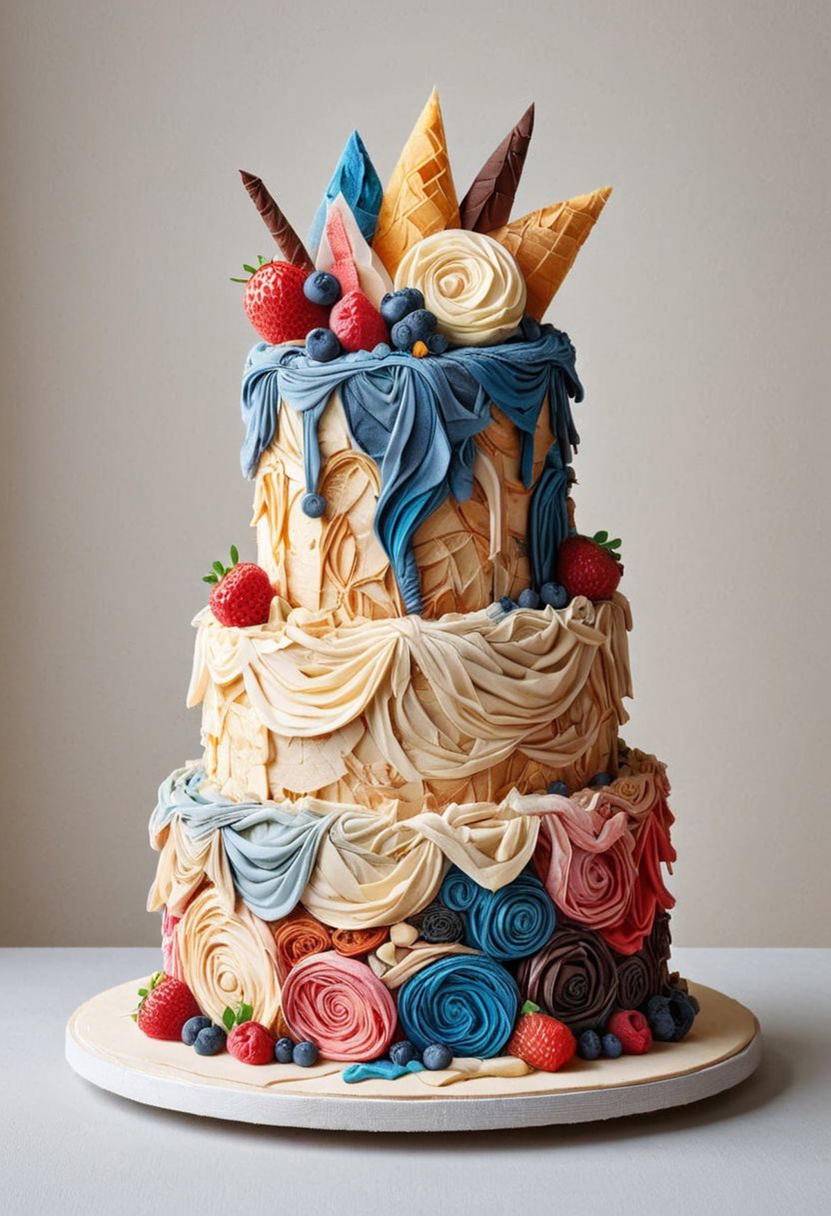 masterpiece,best quality,illustration,fabric made, delicious creamy cake