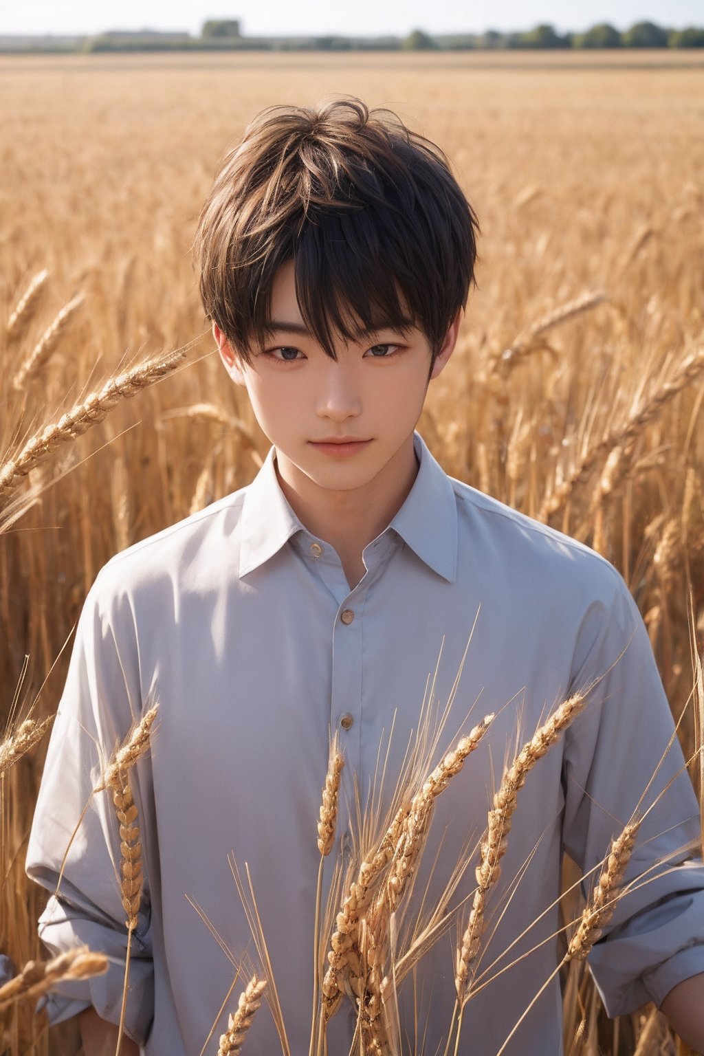 1boy,wheat field