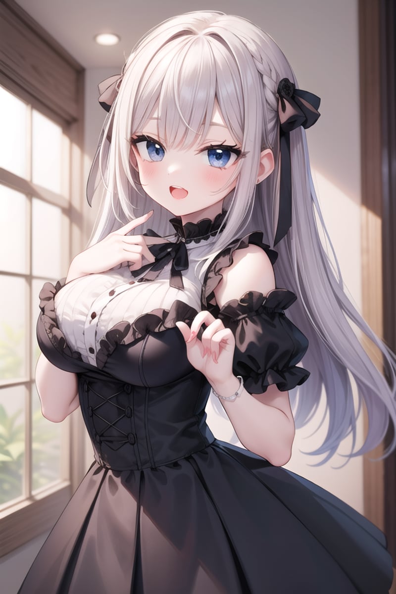 <lora:talkmouth_O_type2_v100:1>insanely detailed, absurdres, ultra-highres, ultra-detailed, best quality,1girl, solo, nice hands, perfect handsBREAKgothic theme, black gothic dress, white frill, hair dressBREAK(nsfw:-1.5)BREAKsmile, open mouthBREAK,standing, cowboy shot, looking at viewerBREAKslender, kawaii, perfect symmetrical face, ultra cute girl, ultra cute face, ultra detailed eyes, ultra detailed hair, ultra cute, ultra beautifulBREAKin schoolyard, depth of field, ultra detailed backgroundBREAKlarge breastsBREAKbrown hair, brown eyes, box braids, 