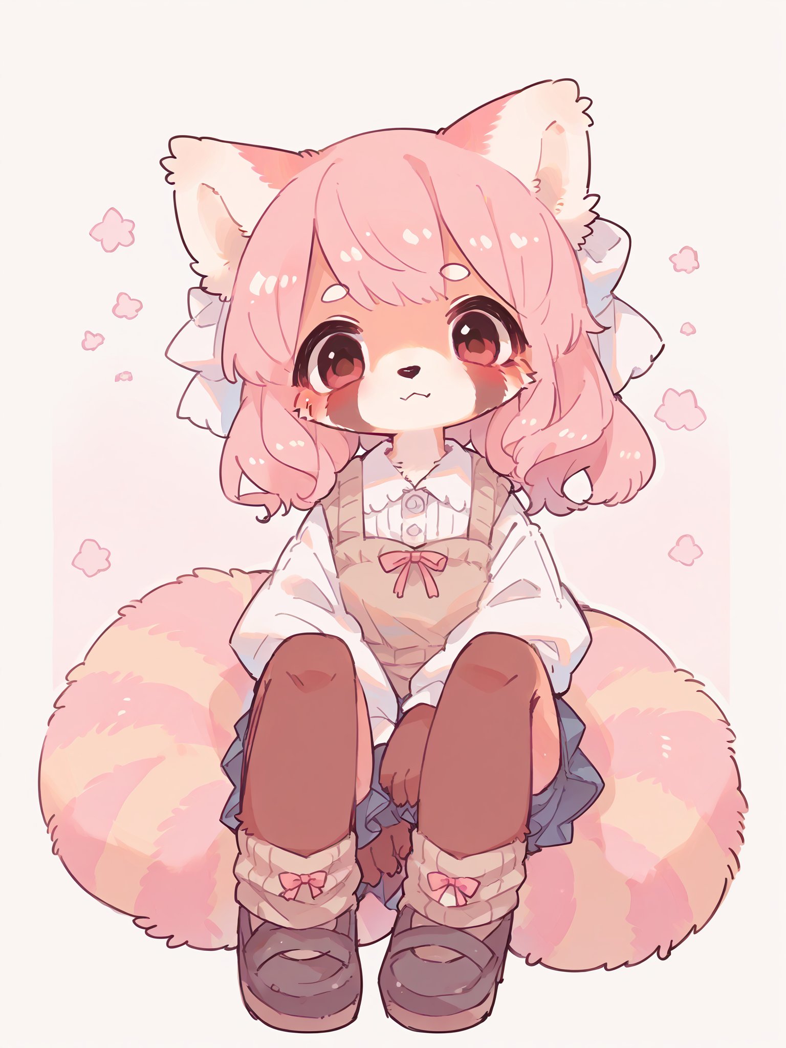 score_9, score_8_up, score_7_up, score_6_up, score_5_up, score_4_up, source_furry, source_anime, rating_safe, furry, kemono, 1girl, solo, pink red panda, pink fur, looking at viewer,