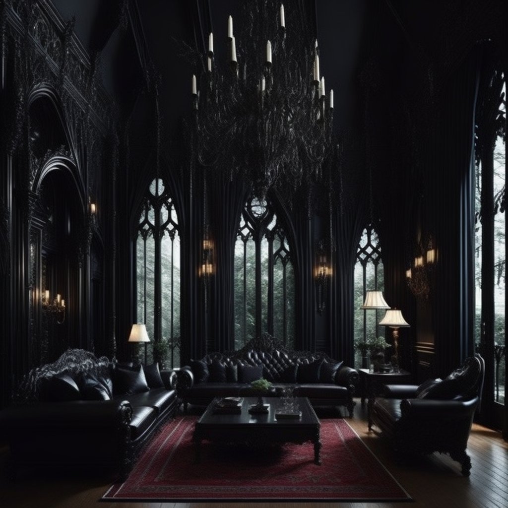 <lyco:Gothic_style_interior_design_Sa_May:1.0>  Gothic style interior design of living room