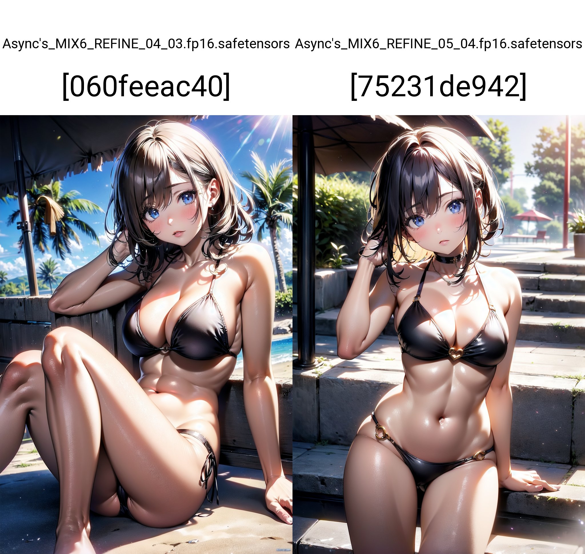 <lora:apstyle3-00056:1.0> apstyle31girl,bikini, beach, light particles, light rays, wallpapermasterpiece best quality 1girl detailed eyes