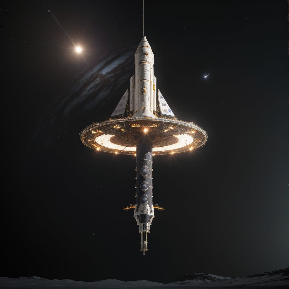 (masterpiece), (realistic), (extremely intricate:1.3), (realistic),space craft,metal reflections, sharp focus, dramatic, award winning, cinematic lighting, octane render, unreal engine, volumetrics dtx