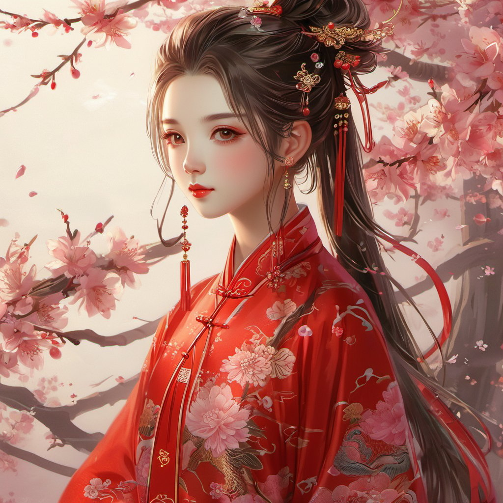 <lora:xcfs-000008:0.8>,xcfs,1girl,solo,hair ornament,jewelry,earrings,chinese clothes,flower,looking at viewer,upper body,long hair,branch,ponytail,closed mouth,hair flower,cherry blossoms,hair stick,, masterpiece, best quality,