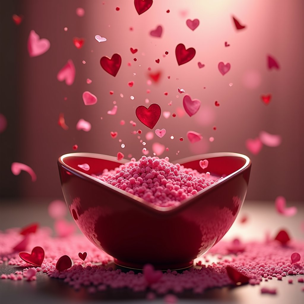 there is a heart shaped bowl filled with pink sprinkles,behance. polished,heart effects,falling hearts,falling red petals,romanticist,falling in love,heart,several hearts,bokeh photography,hearts symbol,falling flower petals,magic heart,anatomically correct heart,red gems scattered **** dust,rose petals,istock,stream of love and happiness,romantic simple path traced,(heart),hearts,many hearts,bokeh photograph,love is begin of all,istockphoto,pinterest and shutterstock,photo of,an epic love affair with doubt,bokeh color background,falling petals,bokeh. brian spilner,tiny crimson petals falling,on a canva,