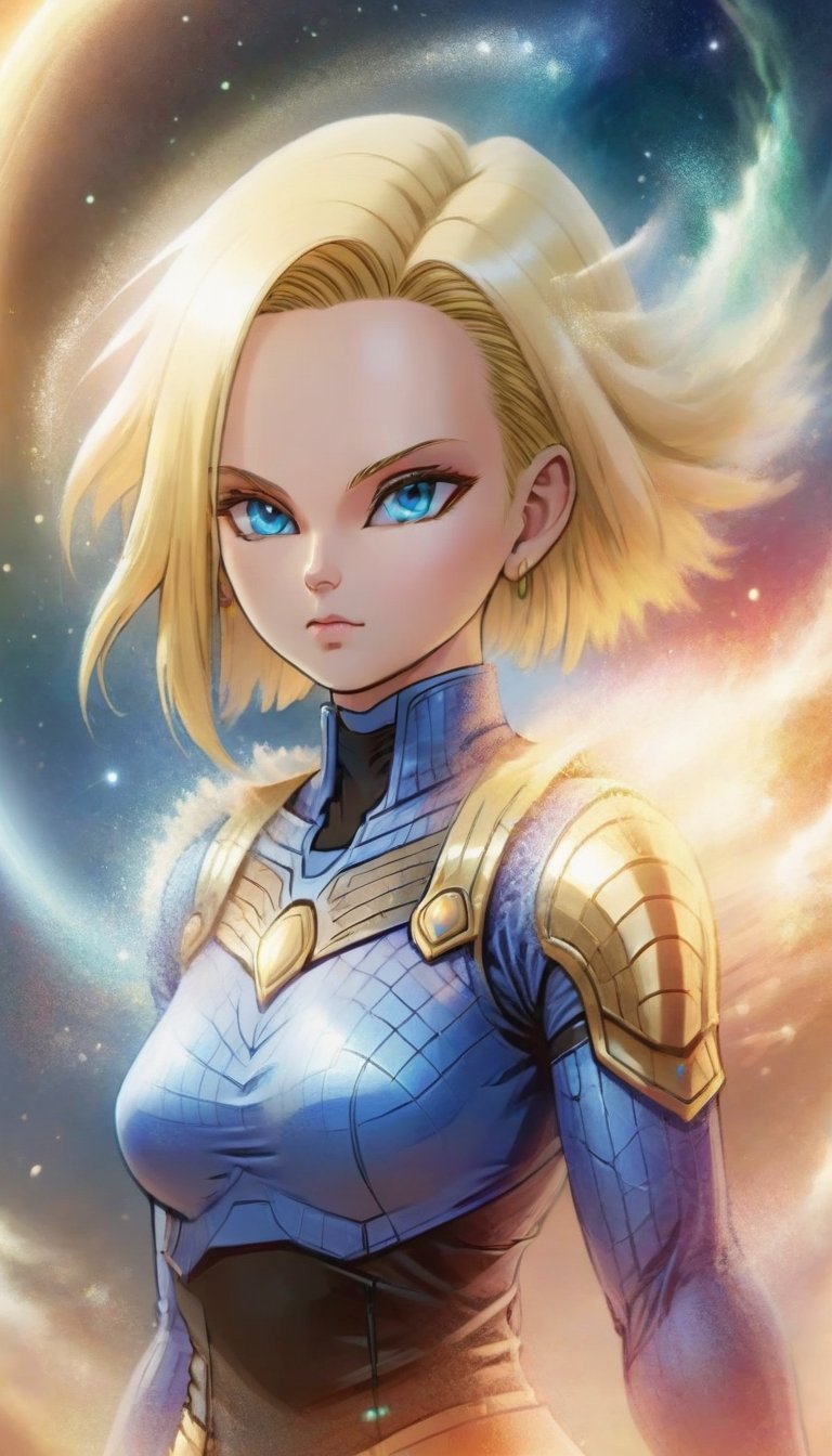 ethereal fantasy concept art of   <lora:Android18XL:.8>android18  <lora:ral-dissolve:1> dissolve . magnificent, celestial, ethereal, painterly, epic, majestic, magical, fantasy art, cover art, dreamy