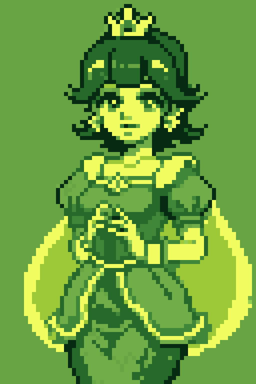 1girl, princess daisy, green theme, limited color, gb_palette <lora:Gameboy Palette Style:0.6>