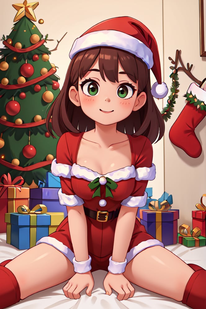 masterpiece,best quality,1girl,small breasts,christmas,first-person view,+ +,