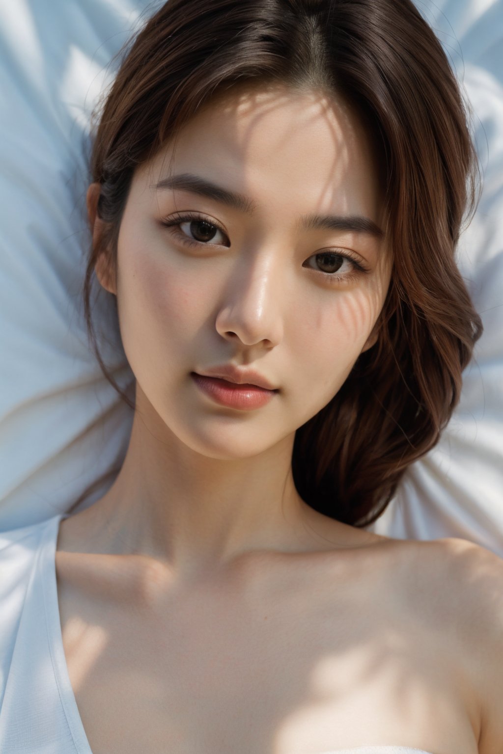 (masterpiece:1.35),(best-quality:1.4),8k,ultra-detailed,photography,(ultra-realistic:1.4),film grain,Fujifilm XT3,1girl,aisan slim female,solo, extremely beautiful detailed face, best shadow, medium breasts, white shirt, close up,