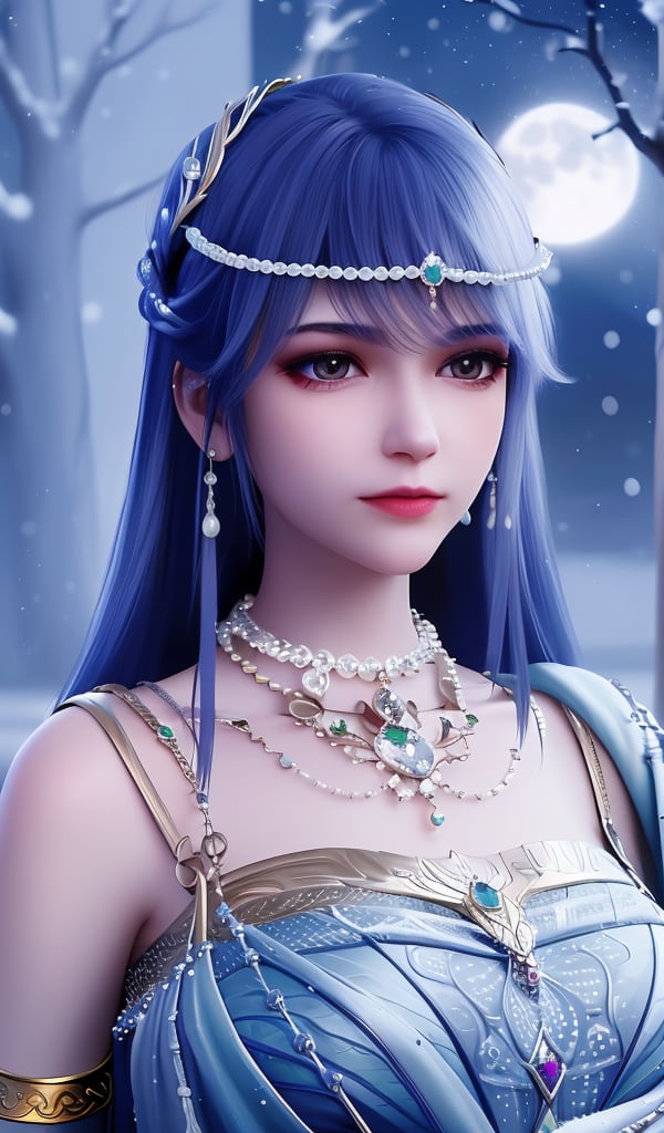 <lora:644-DA-神印王座-圣采儿-TYPE1:0.8>(,1girl, ,best quality, ),looking at viewer,  ultra realistic 8k cg, picture-perfect face,   clean, masterpiece,     cinematic lighting, cinematic bloom, fantasy,  , unreal, science fiction, ((,1girl, pov,))(((,tree, 1girl, full moon,snowing,snow ,solo,     solo focus,  long_hair, looking_at_viewer,  )))  (rich:1.4,)     prestige, luxury, jewelry, diamond, gold, pearl, gem, sapphire, ruby, emerald, intricate detail, delicate pattern, charming, alluring, seductive, erotic, enchanting, hair ornament, necklace, earrings, bracelet, ,