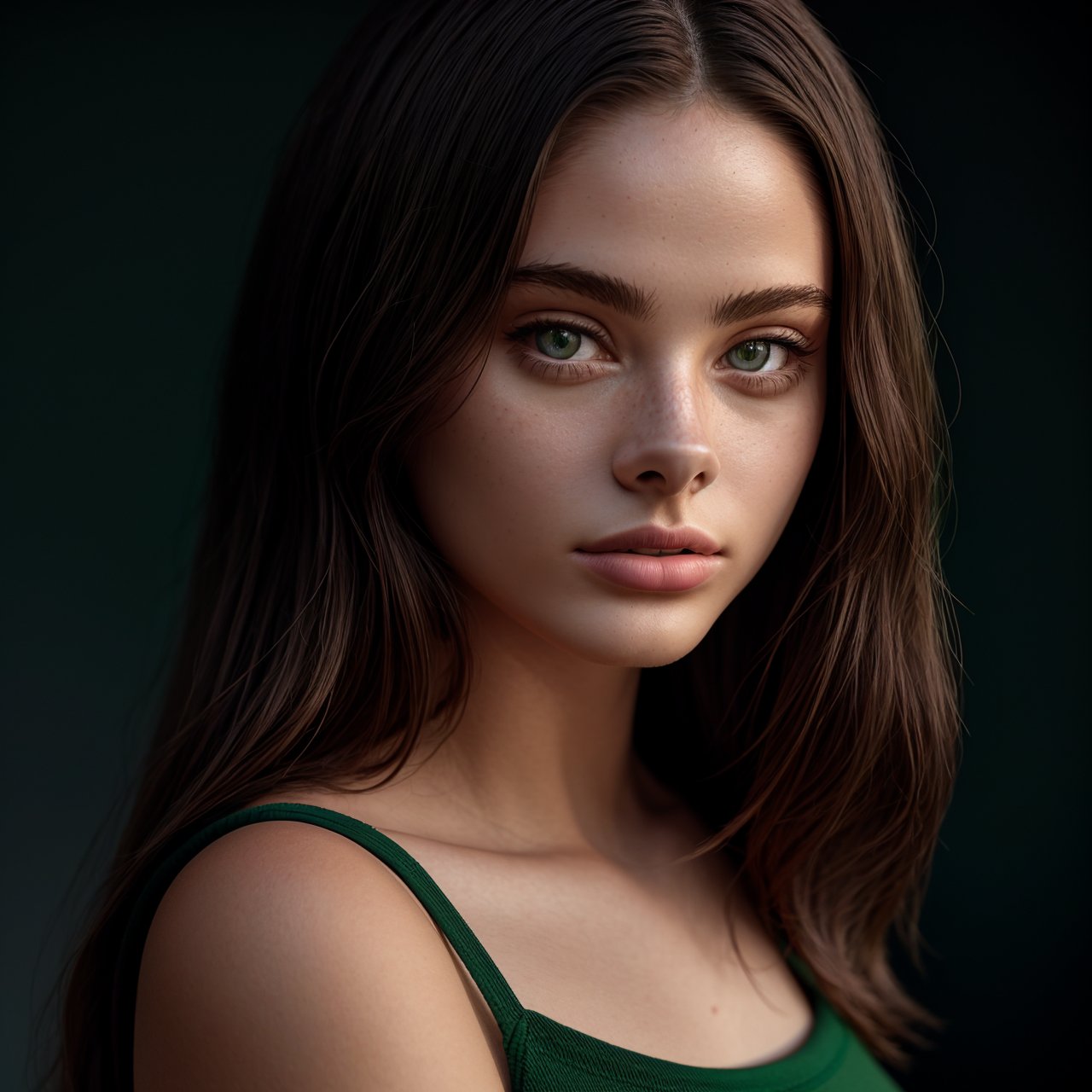 (masterpiece:1.3), HD quality, HD, HQ, 4K distant short, full body portrait of charming (AIDA_LoRA_MeW2023:1.08) <lora:AIDA_LoRA_MeW2023:0.83> in (simple green shirt:1.1), [stunning woman], pretty face, parted lips, cinematic, composition, kkw-ph1, (colorful:1.1), (studio photo:1.1), (simple black background:1.1)