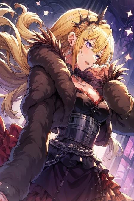 score_9, score_8_up, score_7_up, score_6_up, 1girl, <lora:Neo:0.9> neo, long hair, blonde hair, stage outfit, color lights,