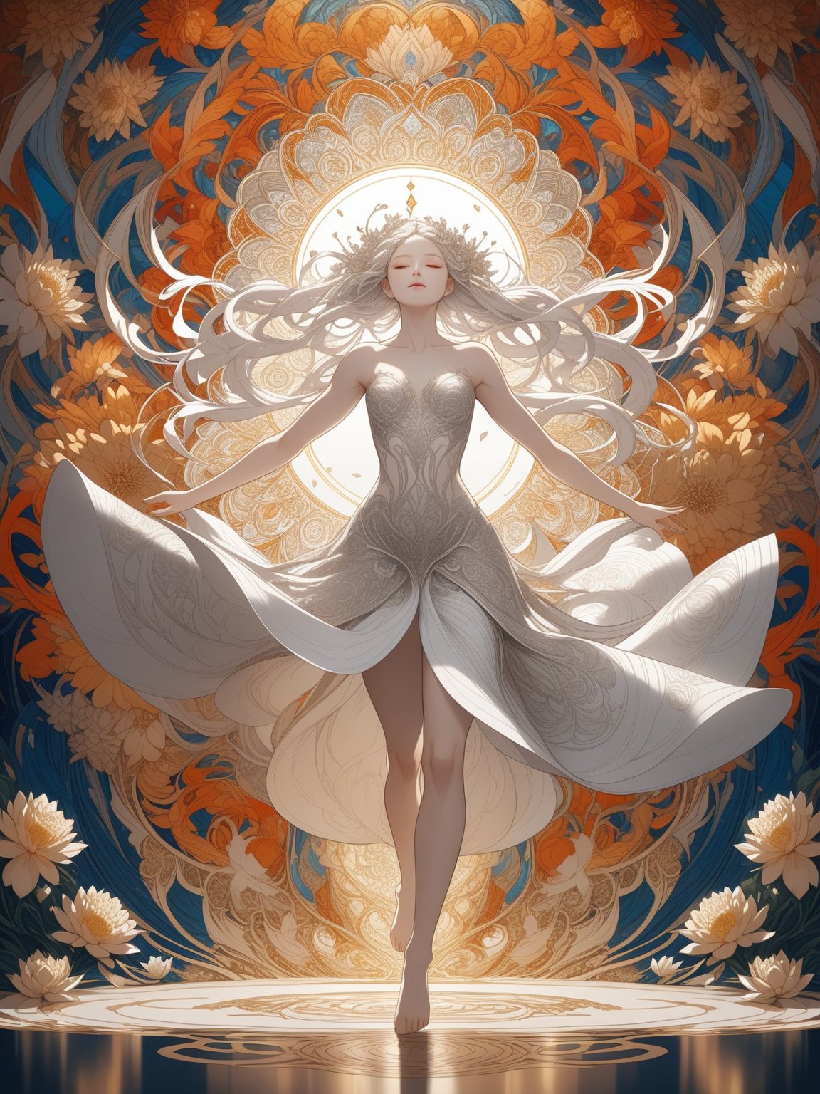 a stunning art, abstract, flowery, predominantly white, dynamic pose, centered, key visual, intricate, highly detailed, breathtaking beauty, precise lineart, vibrant, comprehensive, cinematic<lora:xl_more_art-full_v1:0.5>