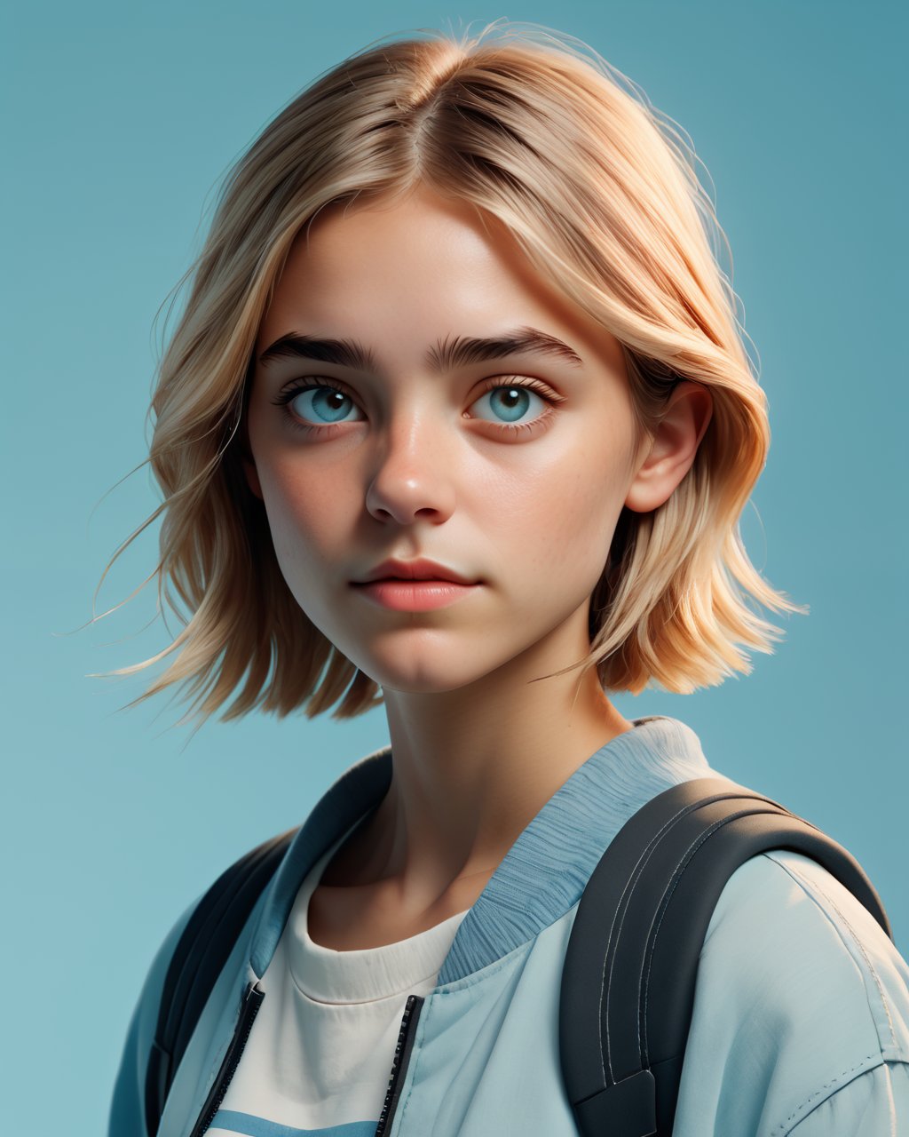 <lora:purtest5124x05:2>  portrait of a teen girl, 18 years old, shy, introvert, short straight blonde hair, light blue background, loose outfit, high resolution, photorealistic, photo, realism, sharp photography, a photograph of, maximum detail, sharp focus, intricate details, ultra - realistic, cinematic lighting, volumetric lighting, photography, beautiful details, cinematic lighting, render, 8k, Portra 800 medium format film, 105mm SMC Takumar, 3200 dpi scan, mist, octane render, unreal engine, 8k, photorealistic, digital, detailed, extra fine details, award photo quality, photorealism, 8k, uhd, unreal engine, octane, highly realistic resolution uhd 8k octane,