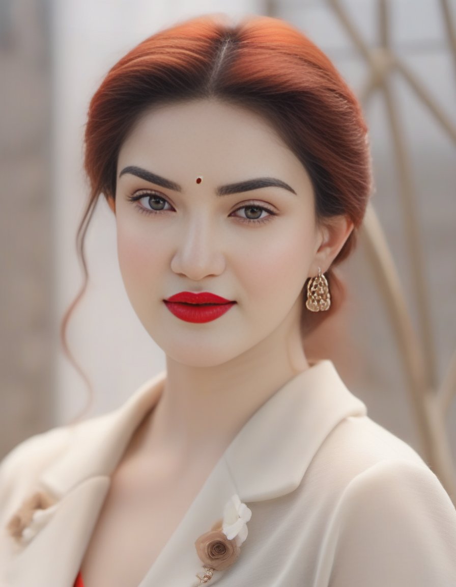 HoneyRose, A woman with red lipstick, in the style of soft and dreamy atmosphere, transparent/translucent medium, dark orange and light beige, 32k uhd, charles spencelayh, hallyu <lora:HoneyRoseSDXL:1>