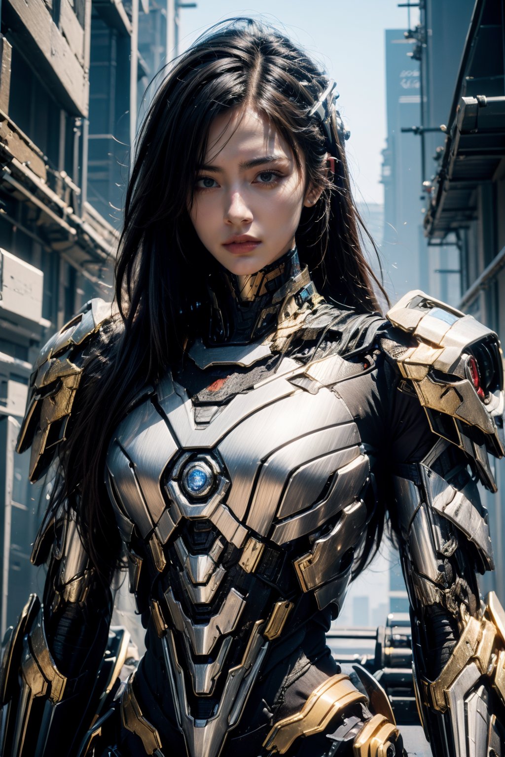 1girl,long hair,solo,armor,cyberpunk,upper body,