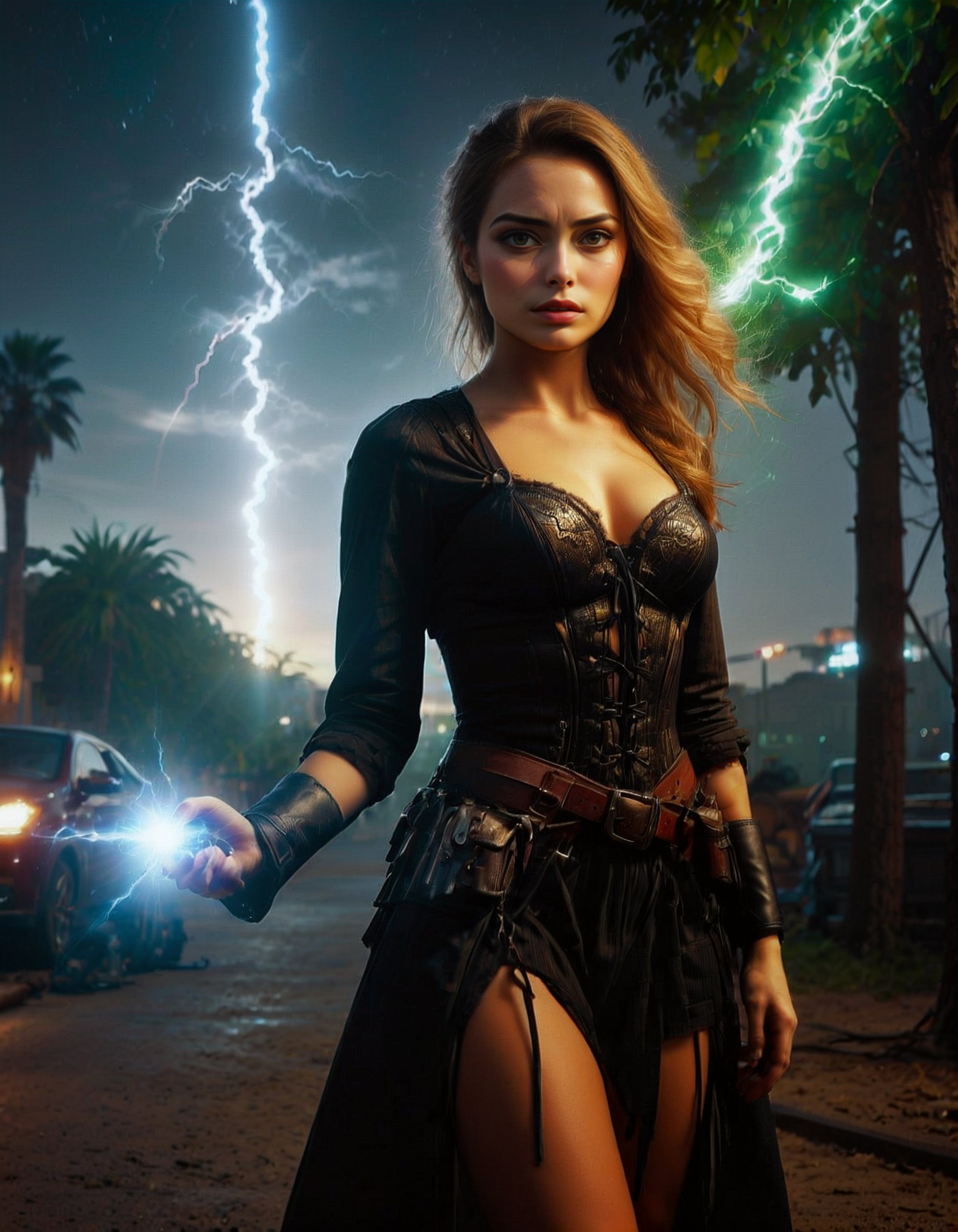 pir4t4,high detailed, (high budget Hollywood film:1.3),(cinematic film still portrait of ) stunningly beautiful (magical) girl holding exploding quantum fissures in her hands while electricity arcs on her bare body, fancy fantasy glowing electrical long dress, burning tree int the background, ,8k UHD, RAW, DSLR, HDR, Fuji FILM,( embedding:ziprealism), intricate diorama, photorealism, intricate details, extremely detailed, masterpiece,  outstanding intricacies, best quality, hires textures, high detail, incredibly detailed, cinematic lighting, creating an endearing expression as it gazes directly into the camera. the surrounding foliage adds depth to the scene,cinematic still portrait,street photo art style,8k UHD, RAW, DSLR, HDR, f/8,photorealistic,  skin pores, imperfections, natural,  high budget Hollywood film, bokeh, cinemascope, moody, epic, gorgeous, film grain , captured on a (Hasselblad X1D II 50C),, ,hair style braided, clothes material is gabardine,low forehead, curved nose, angry gaze, small chin, wide face,long bangs,