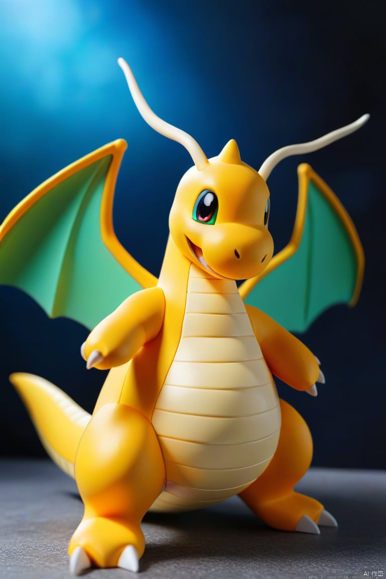 masterpiece,best quality,dragonite,Blue-green wings inside,wing membrane,The striped belly is cream-colored,small nostrils,orange body,There are two long and thin antennae and a small horn at the top of its head,3 toes,thick tail,legs_spread,no human<lora:EMS-346203-EMS:0.900000>