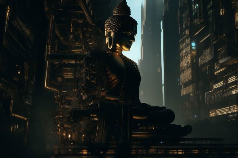 Buddha cyberpunk