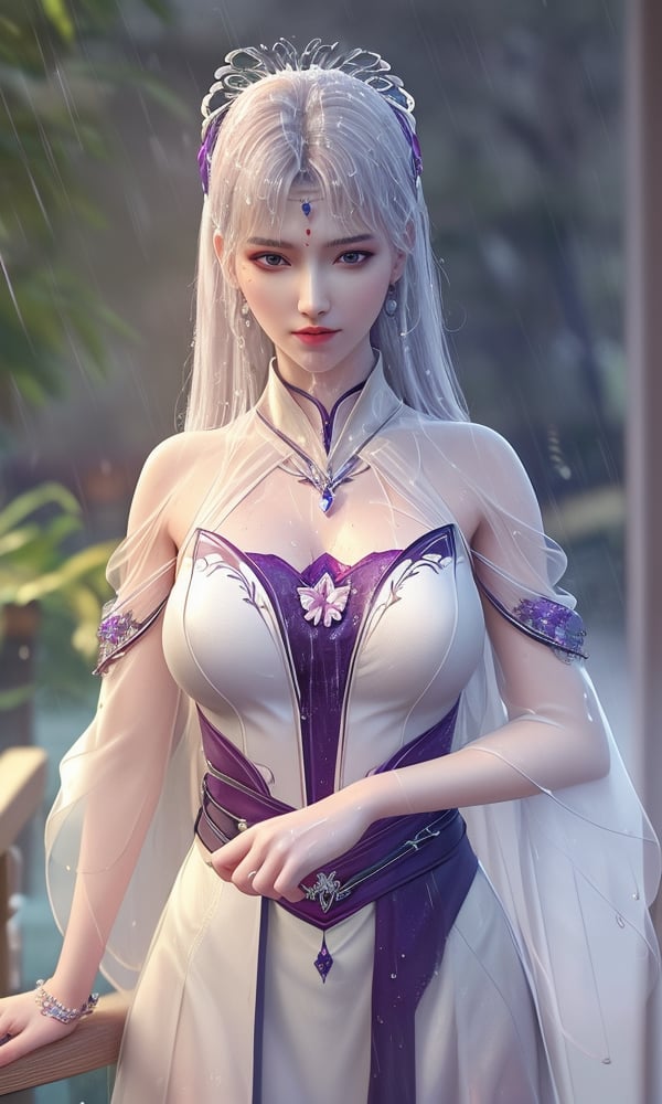 <lora:427-DA-斗破苍穹-小医仙-天毒女-白衣:0.8> ,(,1girl, ,best quality, ),looking at viewer, ,ultra detailed 8k cg, ultra detailed background,  ultra realistic 8k cg,          cinematic lighting, cinematic bloom, (( , )),,  , unreal, science fiction,  luxury, jewelry, diamond, pearl, gem, sapphire, ruby, emerald, intricate detail, delicate pattern, charming, alluring, seductive, erotic, enchanting, hair ornament, necklace, earrings, bracelet, armlet,halo,masterpiece, (( , )),, realistic,science fiction,mole, ,cherry blossoms,(((, , ultra high res, (photorealistic:1.4), raw photo, 1girl, wet clothes, rain, sweat, ,wet, )))(( , ))   (cleavage), (),