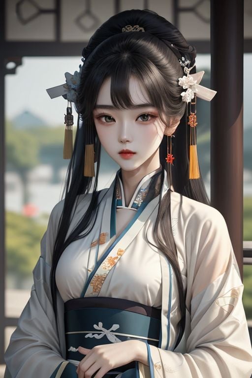 Hanfu-12, <lora:Hanfu:1.5>, a woman, close-up