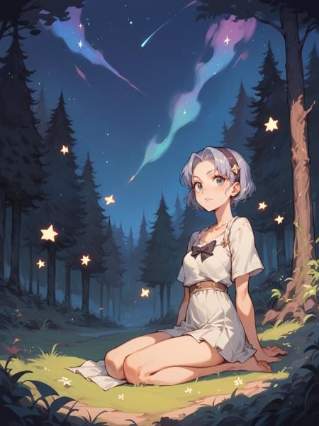 score_9, score_8_up, score_7_up, score_6_up, <lora:sc3n3ryXLP:0.4> sc3n3ry, star (sky), starry sky, 1girl,  forest, 