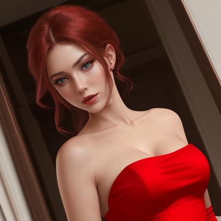 lady in red dress 