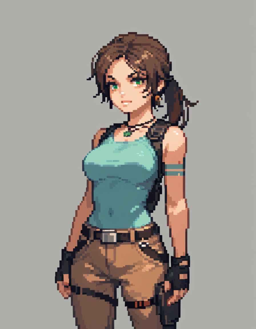 score_9, score_8_up, score_7_up, lara croft from tomb raider, pixel art, solo