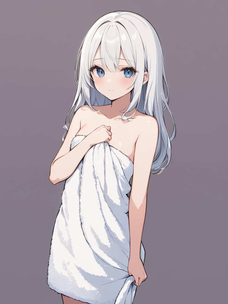 masterpiece,ultra-detailed,best quality,8K,illustration,cute face,clean skin ,shiny hair,girl,ultra-detailed-eyes,simple background, <lora:add-detail-xl:1>  <lora:naked towel_XL_V1.0:1> naked towel