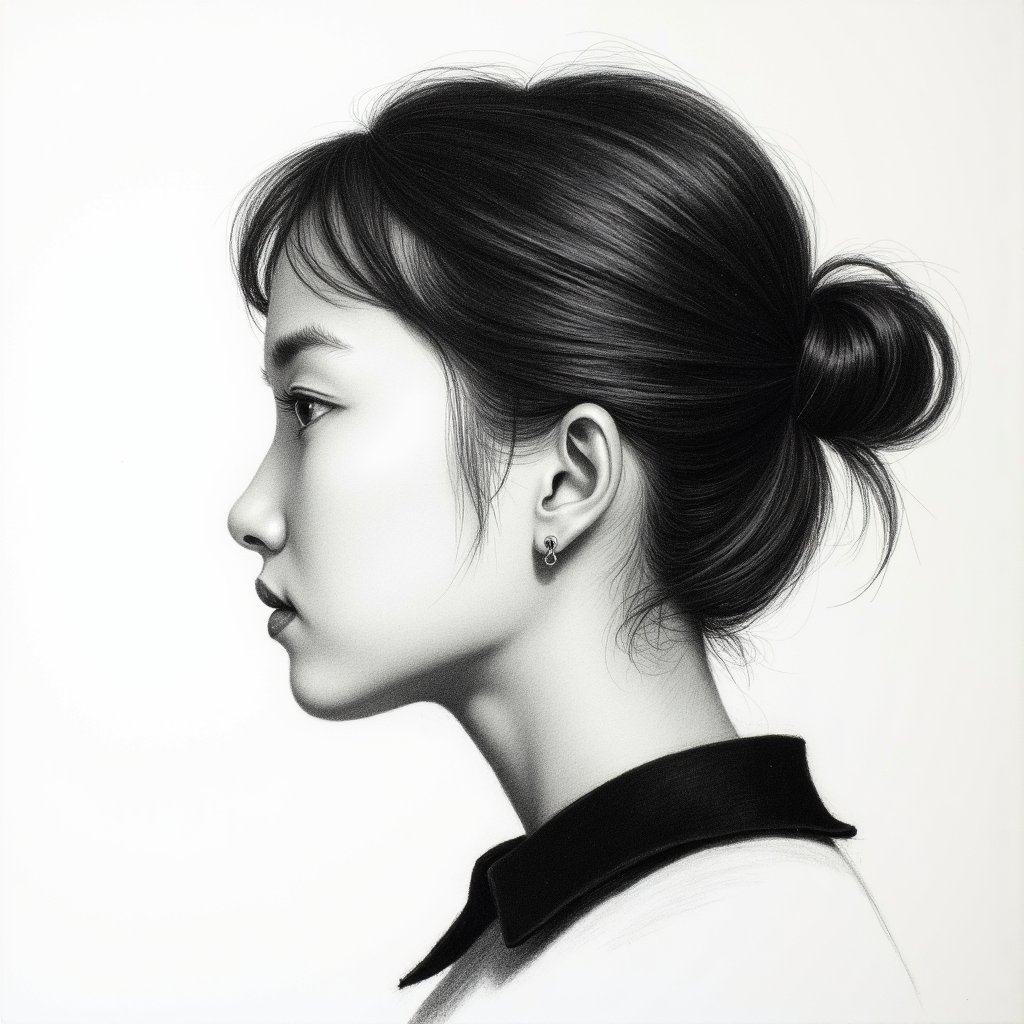 arafed drawing of a woman with a black collared shirt,charcoal portrait,detailed face of a asian boy,side profile waist up portrait,korean artist,detailed charcoal sketch,angle profile portrait,jung gi kim,detailed charcoal drawing,a charcoal drawing,portrait of a japanese teen,charcoal drawing,side profile cenetered portrait,side profile centered portrait,side profile portrait,black and white charcoal sketch,light charcoal drawing,charcoal sketch,portrait drawing,chiaroscuro portrait,rough charcoal sketch,professional portrait drawing,portrait a 1 5 - year - old boy,realistic graphite,charcoal pencil,charcoal and champagne,artsation contest winner,head centered portrait,portrait of 1 5 - year - old boy,realistic. cheng yi,kim jung gi,pencil and charcoal,charcoal on paper,