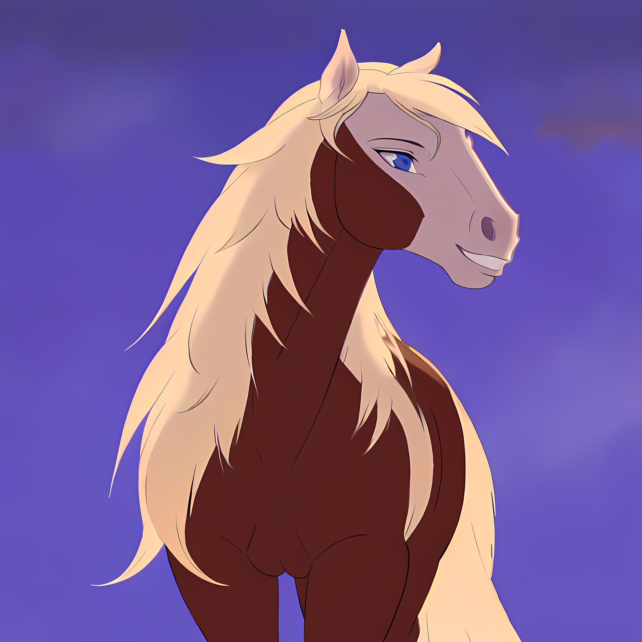 1horse, sorrel tovero paint horse, a pale blonde mane and tail, and crystal blue eyes, with eagle feather in her mane, (best quality, masterpiece), (one color background), (dark background), (((fur))), (flat background),  <lora:rain_from_spirit2002:1>, full body, ((mane on the one side))