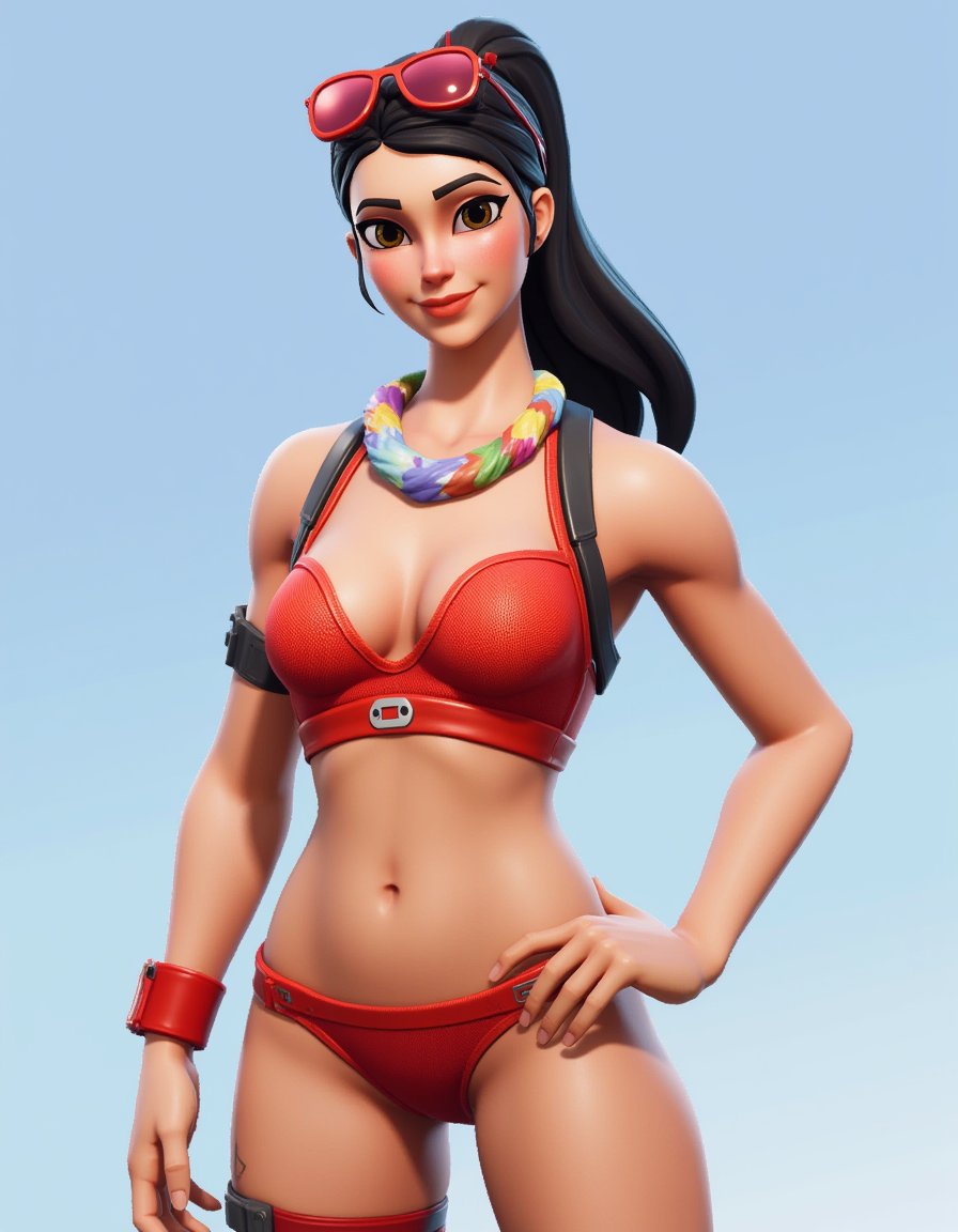 fortnite, 1girl, a woman wearing a lifeguard bikini, full body<lora:fortniteSkins:1>